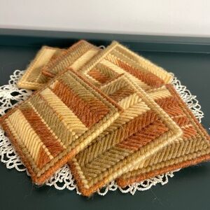 Handmade Set of 6 Needlepoint Crochet Coasters
